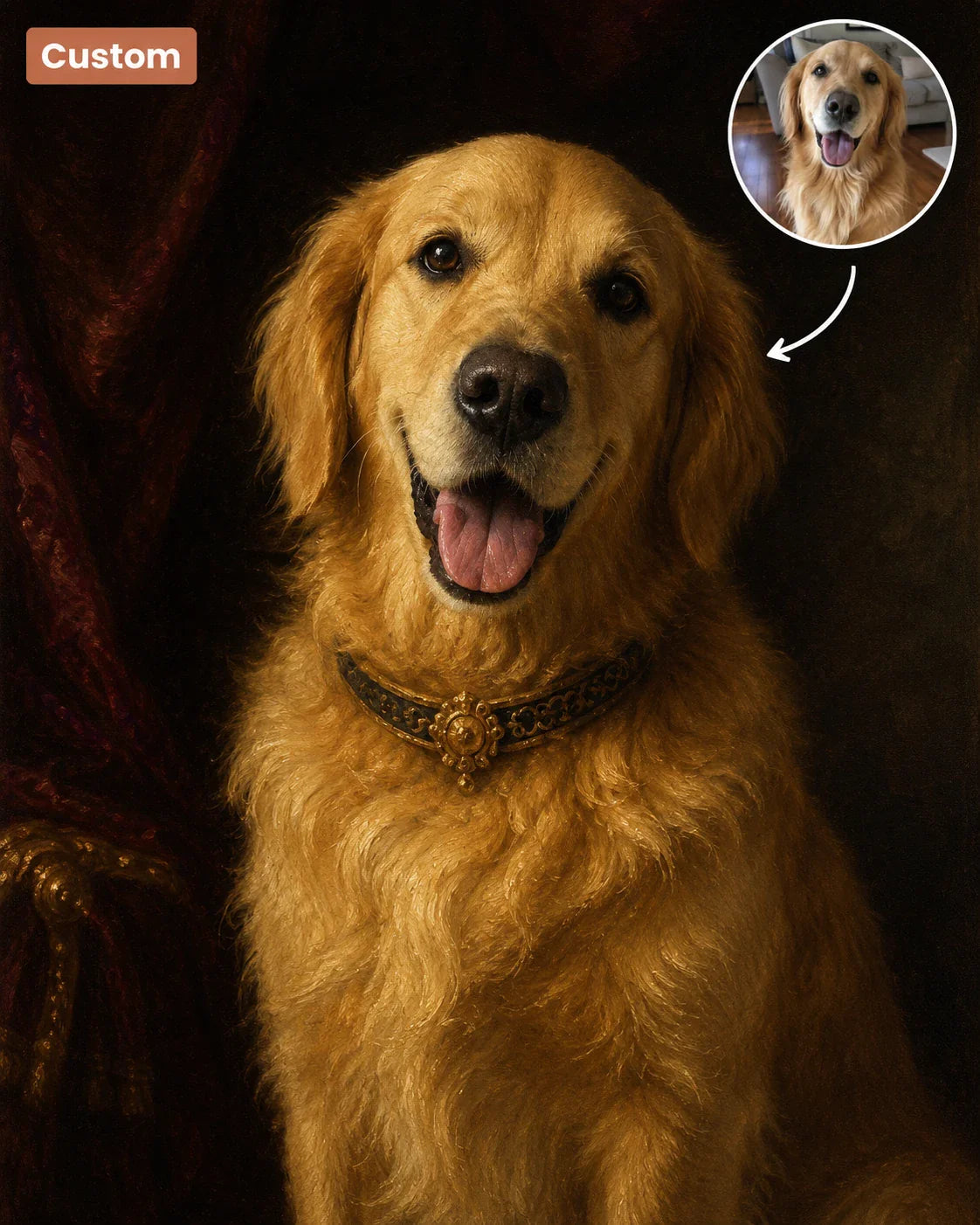 Custom paint by numbers kit - dog portrait Renaissance style 30x40cm
