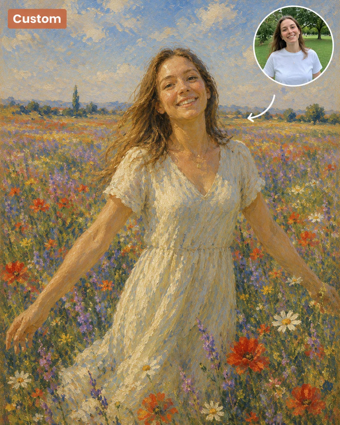 Custom paint by numbers kit - wildflower field Monet style 30x40cm